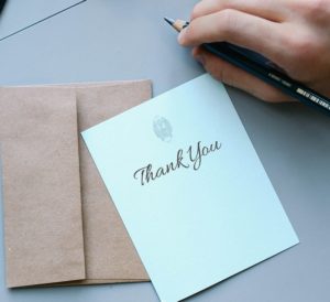 I did try to smooth the rough edges of this experience with a thank you note.